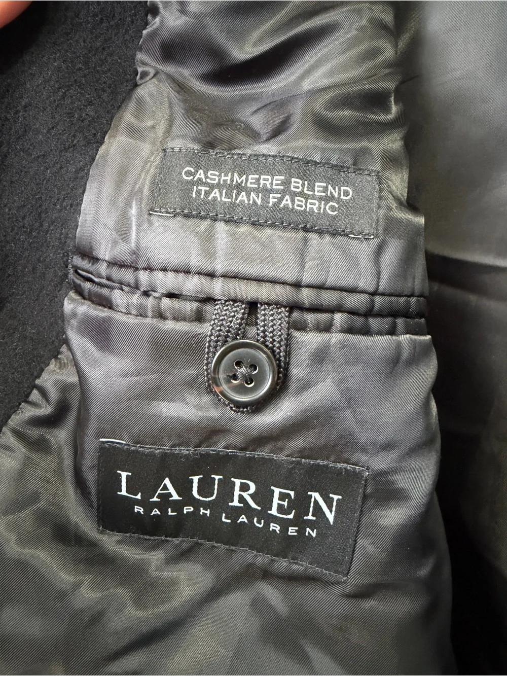 Lauren Ralph Lauren Men's Black Cashmere Blend Long Coat Size 46R